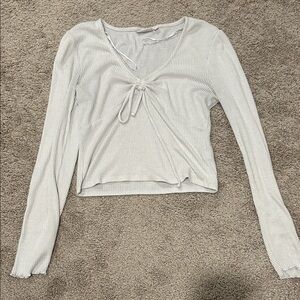 SO White Ribbed Long Sleeve Top